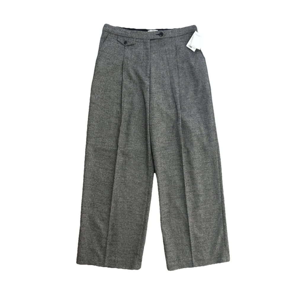 H&M Heather Grey High Rise Wide Leg Trousers Women 12‎ Career Dress Pants NWT
